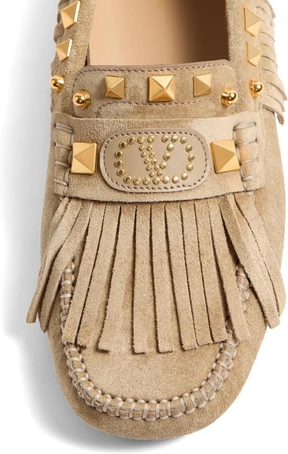 Valentino Garavani Plaster Caster Driver loafers met franje Beige - Foto 2