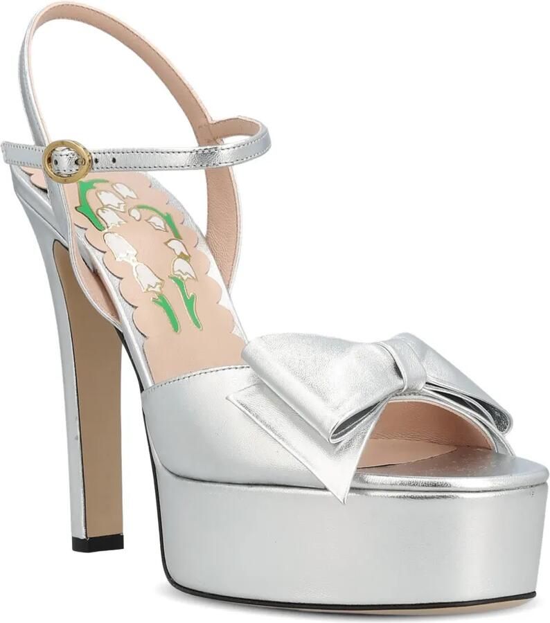 Valentino Garavani Pumps met plateauzool en strikdetail Zilver - Foto 2