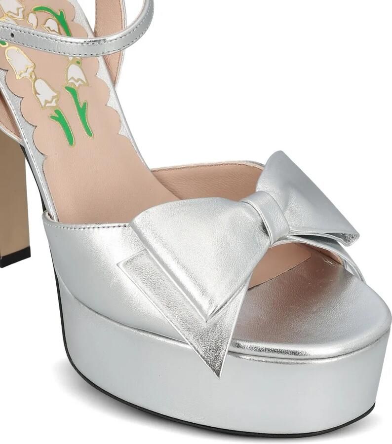 Valentino Garavani Pumps met plateauzool en strikdetail Zilver - Foto 4