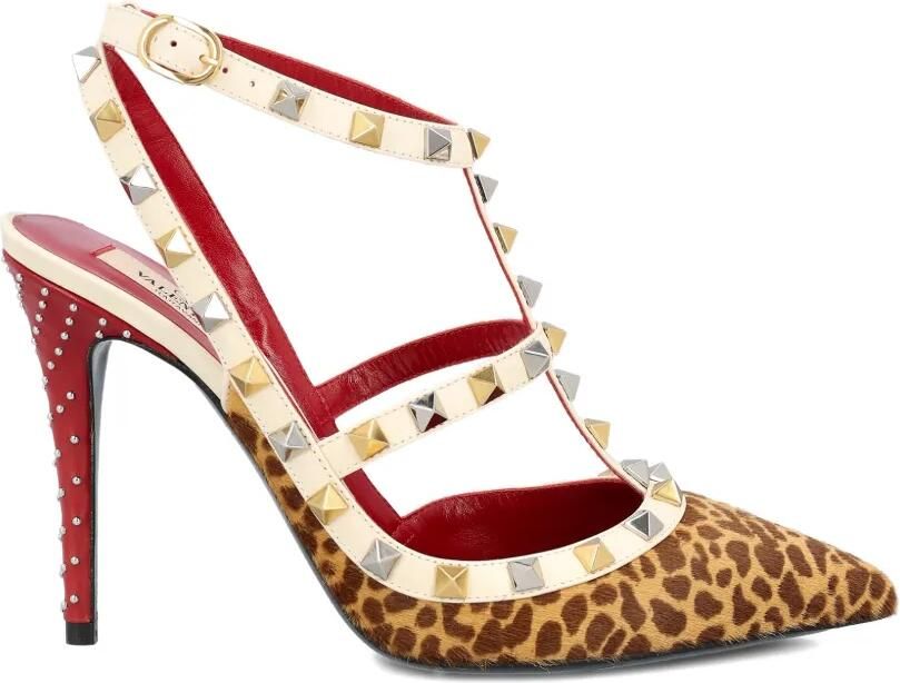 Valentino Garavani Pumps verfraaid met studs en T-bandje Beige