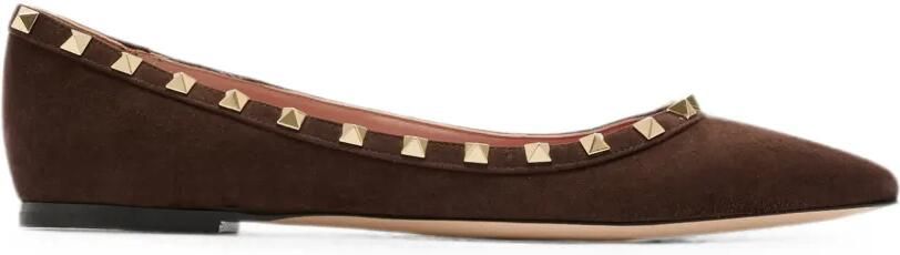 Valentino Garavani Rockstud ballerina's met puntige neus Bruin