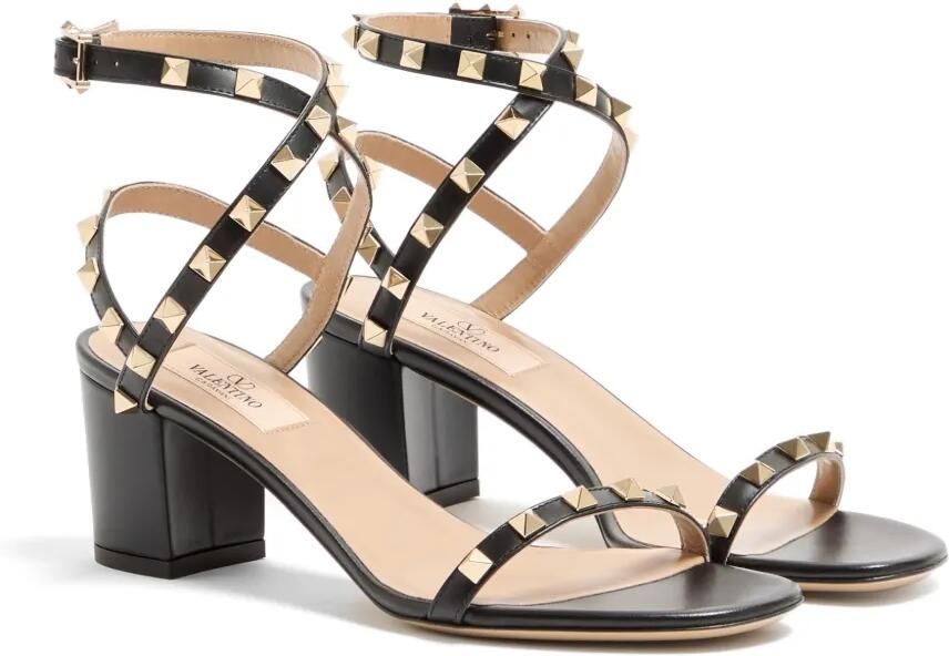 Valentino Garavani Rockstud calfskin sandals with straps 60mm Zwart - Foto 4