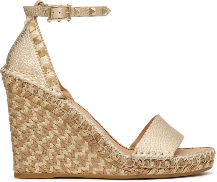 Valentino Garavani Rockstud espadrilles met sleehak Goud
