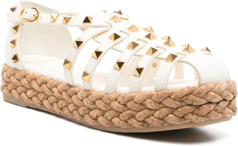 Valentino Garavani Rockstud Fishermen kalfsleren sandalen Wit - Foto 3
