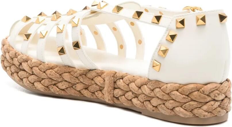 Valentino Garavani Rockstud Fishermen kalfsleren sandalen Wit - Foto 4