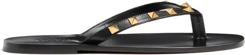 Valentino Garavani Rockstud geitenleren teenslippers Zwart