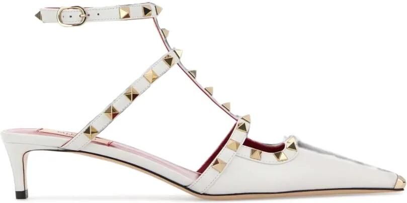 Valentino Garavani Rockstud gekooide pumps Wit
