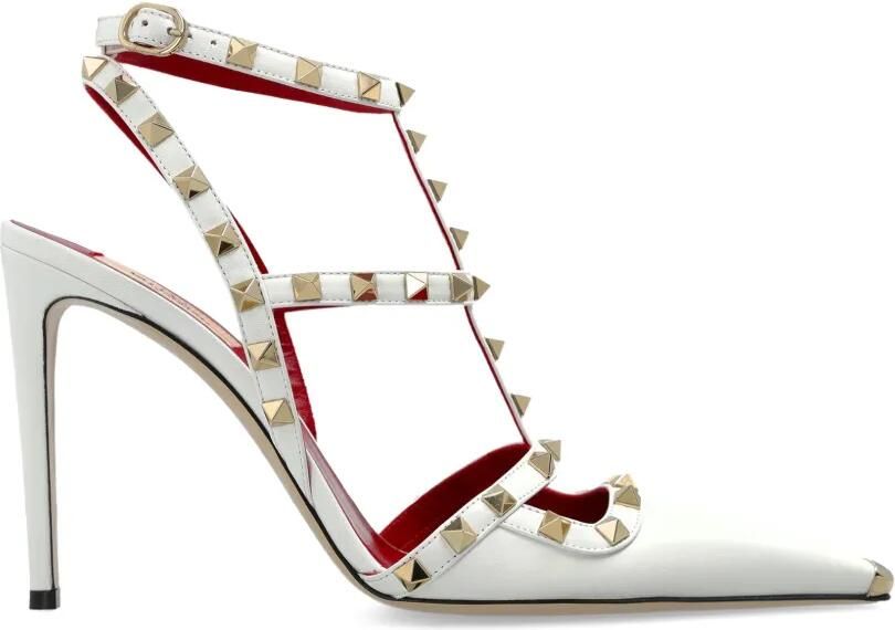 Valentino Garavani Rockstud gekooide pumps Wit