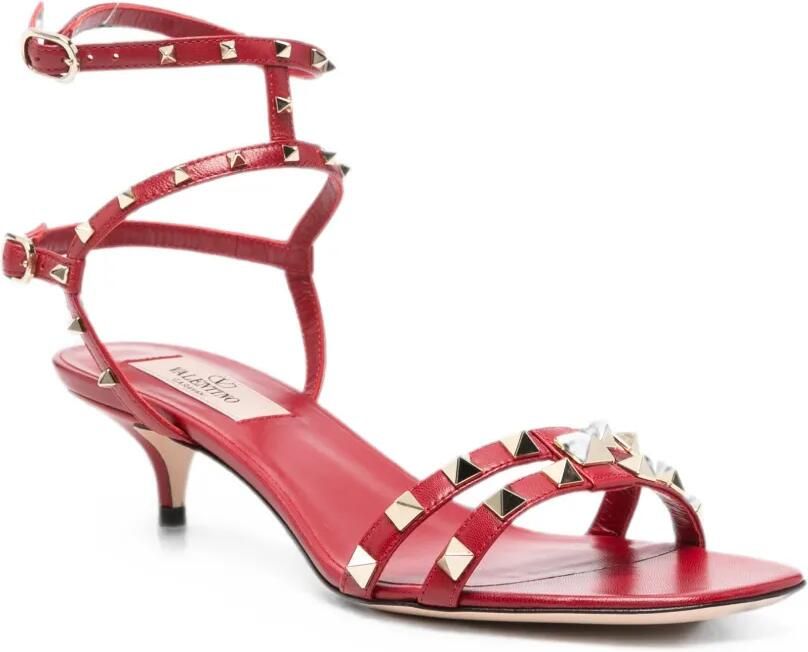 Valentino Garavani Rockstud gekooide sandalen Rood - Foto 2