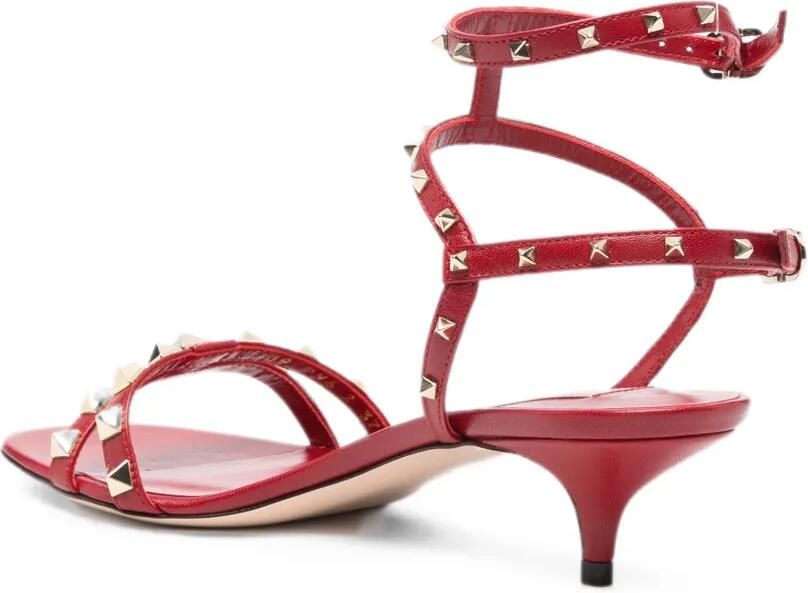 Valentino Garavani Rockstud gekooide sandalen Rood - Foto 3