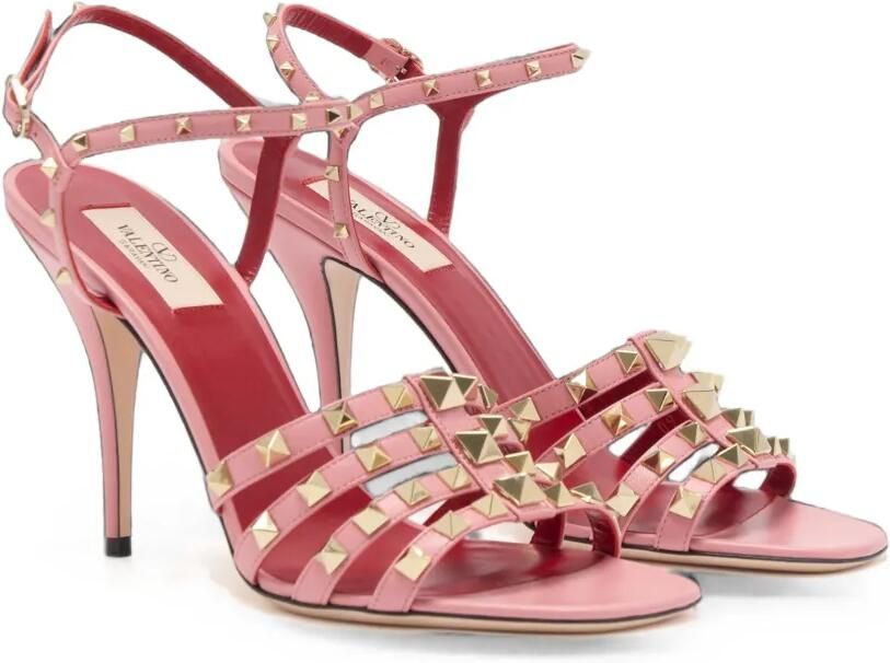 Valentino Garavani Rockstud gekooide sandalen Roze - Foto 3