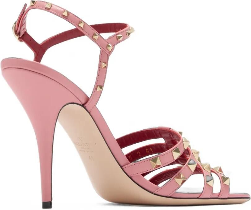 Valentino Garavani Rockstud gekooide sandalen Roze - Foto 2