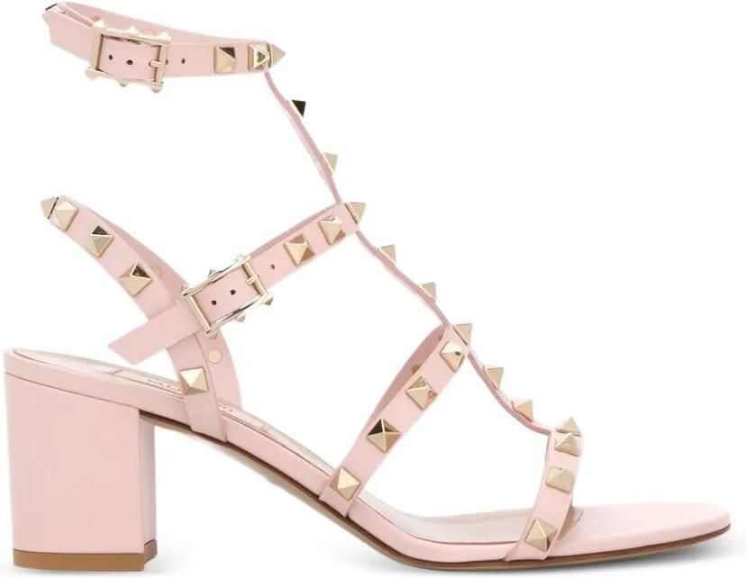 Valentino Garavani Rockstud gekooide sandalen Roze
