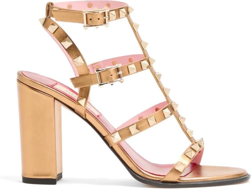 Valentino Garavani Rockstud gelamineerde kalfsleren sandalen met bandjes Wit