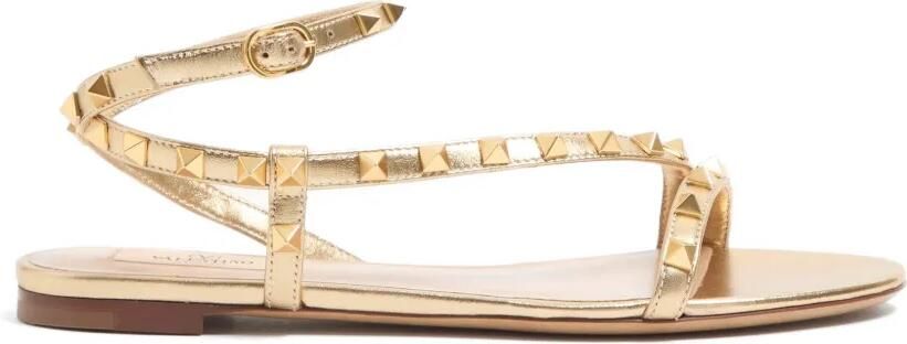 Valentino Garavani Rockstud gelamineerde nappa leren sandalen Goud
