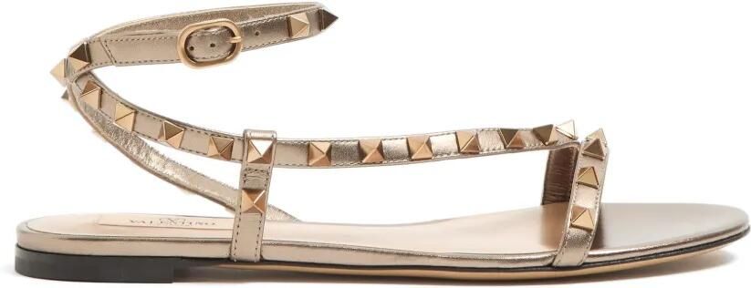 Valentino Garavani Rockstud gelamineerde nappa sandalen Goud