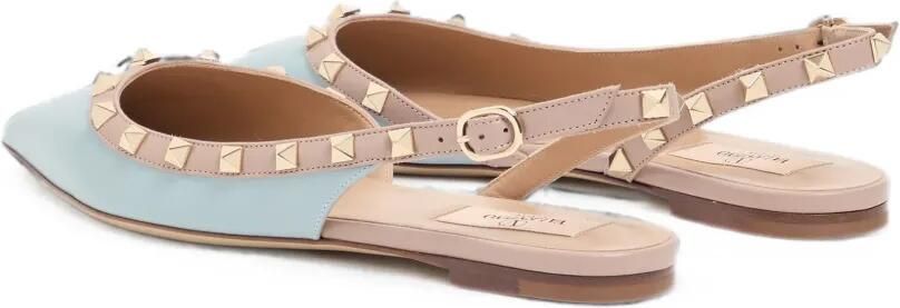 Valentino Garavani Rockstud kalfsleren ballerina's Blauw - Foto 3