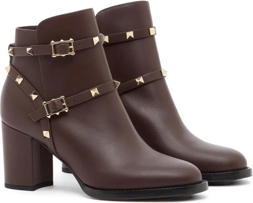 Valentino Garavani Rockstud kalfsleren enkellaarzen 70 mm Bruin - Foto 3