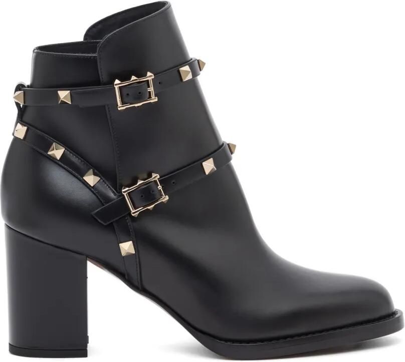 Valentino Garavani Rockstud kalfsleren enkellaarzen 70 mm Zwart
