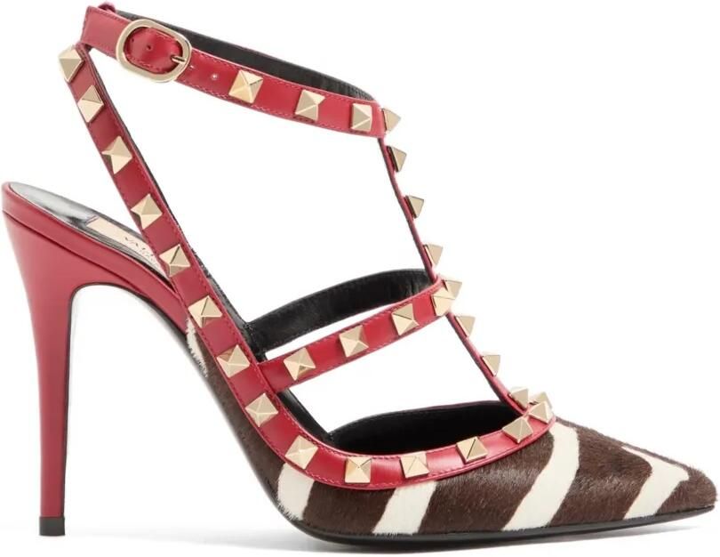 Valentino Garavani Rockstud kalfsleren pumps met pony-effect Bruin
