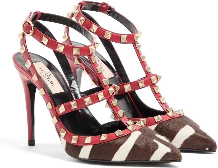 Valentino Garavani Rockstud kalfsleren pumps met pony-effect Bruin - Foto 3