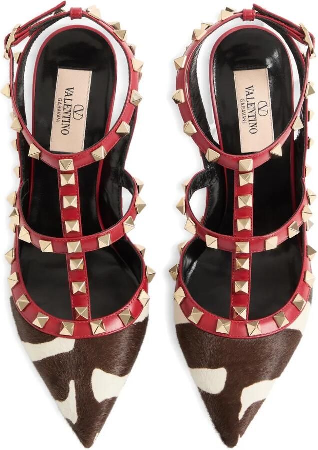 Valentino Garavani Rockstud kalfsleren pumps met pony-effect Bruin - Foto 2