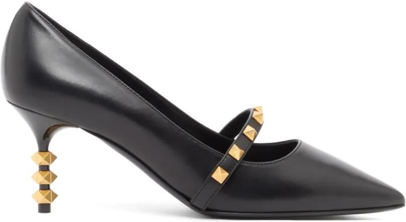 Valentino Garavani Rockstud kalfsleren pumps met sculpturale hak 70 mm Zwart