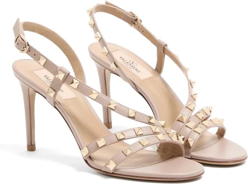 Valentino Garavani Rockstud kalfsleren sandalen 85mm Beige