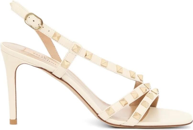Valentino Garavani Rockstud kalfsleren sandalen 85mm Beige
