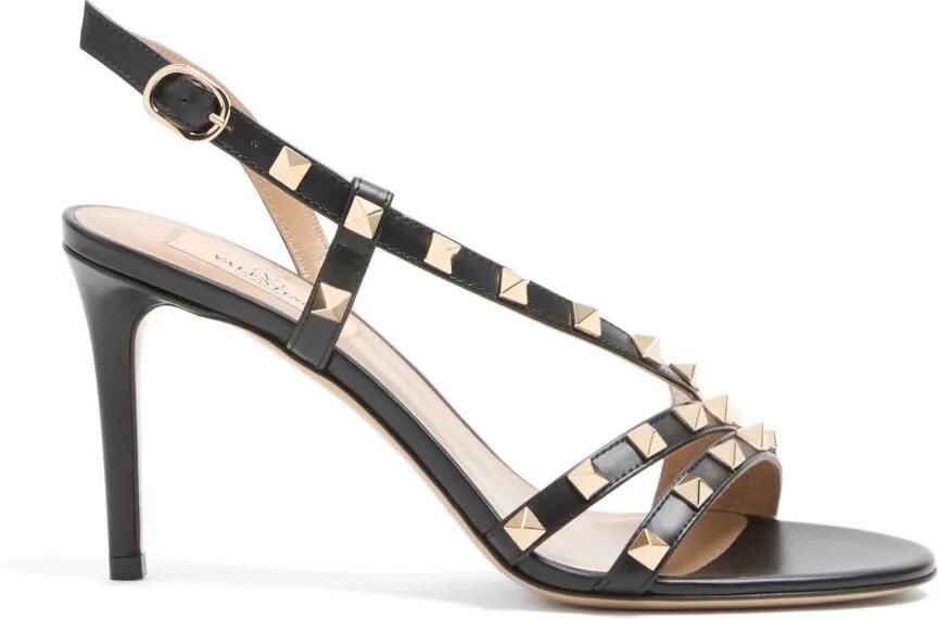 Valentino Garavani Rockstud kalfsleren sandalen 85mm Zwart