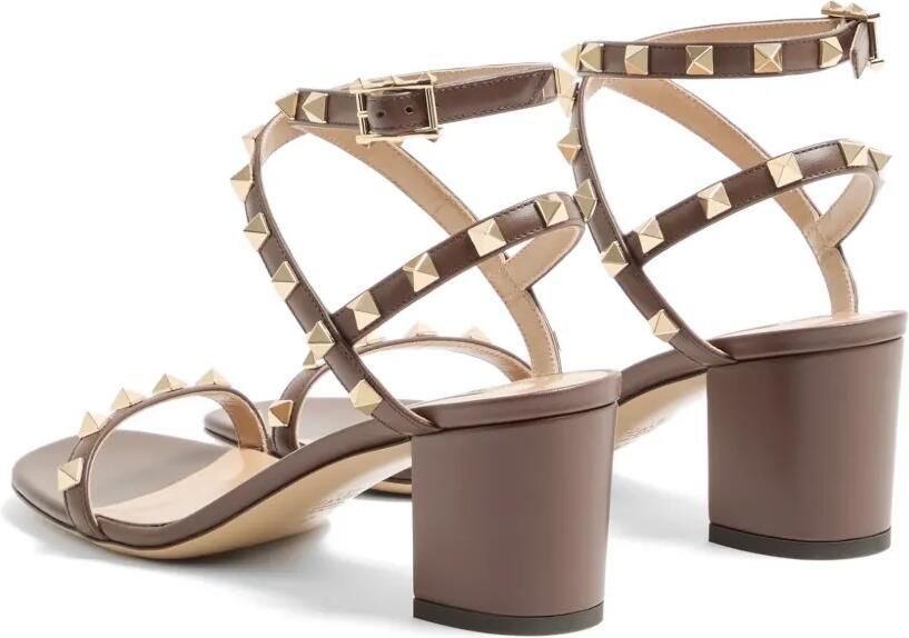 Valentino Garavani Rockstud kalfsleren sandalen met bandjes Bruin - Foto 4