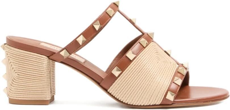 Valentino Garavani Rockstud kalfsleren sandalen met Cornely-borduurwerk Bruin