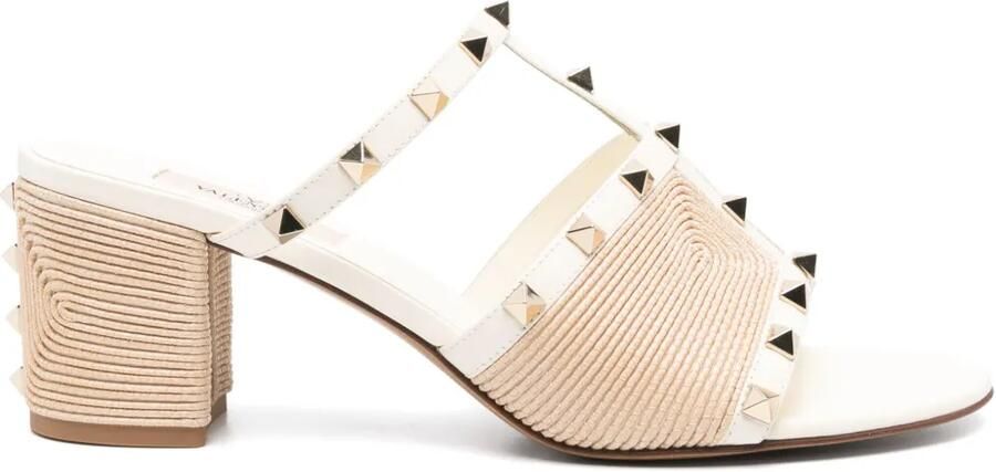 Valentino Garavani Rockstud kalfsleren sandalen met Cornely-borduurwerk Wit