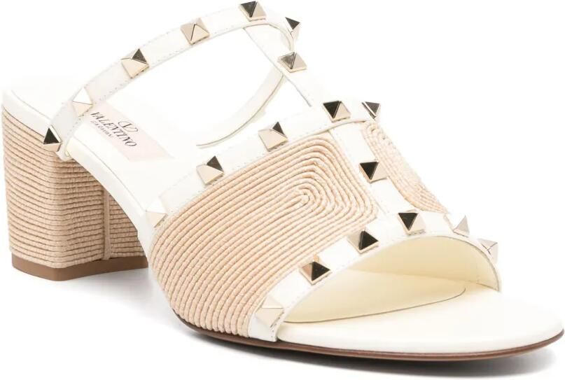 Valentino Garavani Rockstud kalfsleren sandalen met Cornely-borduurwerk Wit - Foto 2
