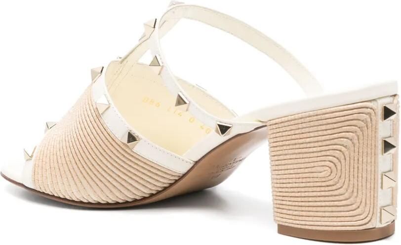 Valentino Garavani Rockstud kalfsleren sandalen met Cornely-borduurwerk Wit - Foto 3
