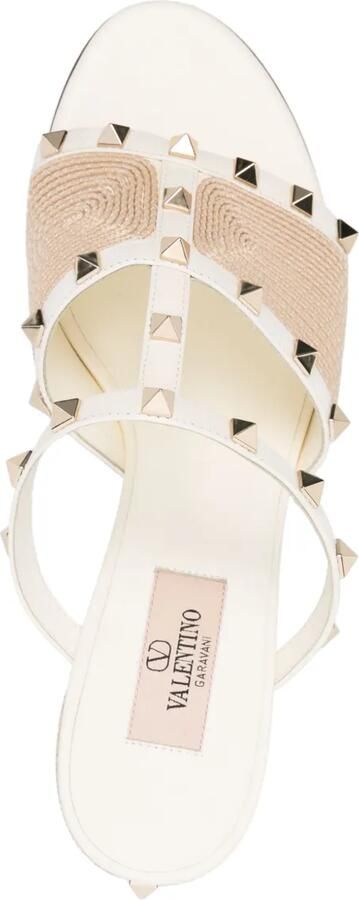 Valentino Garavani Rockstud kalfsleren sandalen met Cornely-borduurwerk Wit - Foto 4