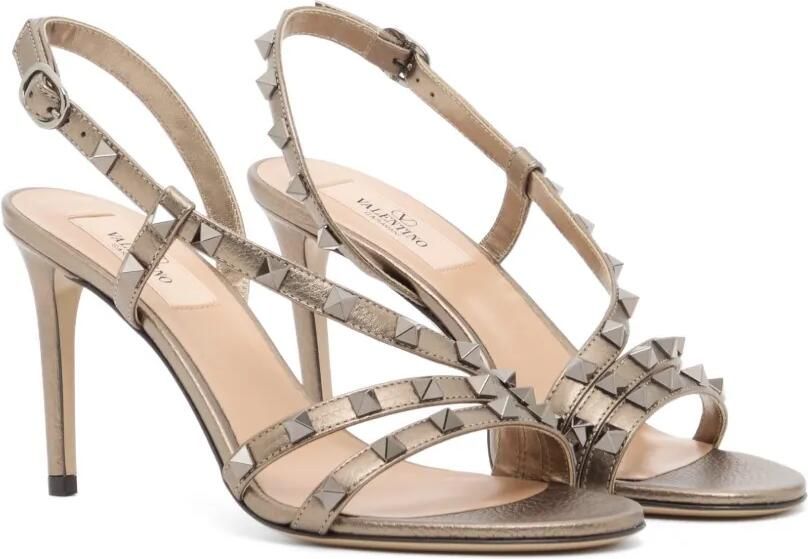 Valentino Garavani Rockstud kalfsleren sandalen met elandenprint 85 mm Bruin - Foto 4