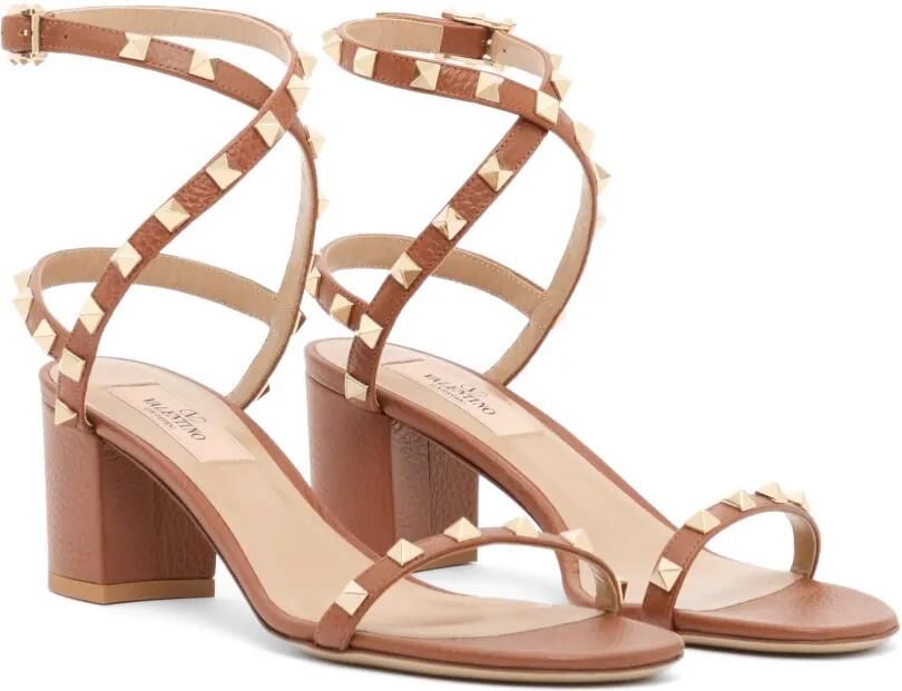 Valentino Garavani Rockstud kalfsleren sandalen met elandenprint en bandjes 60 mm Bruin - Foto 4