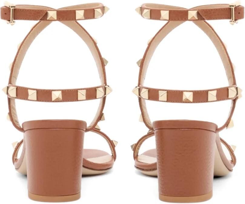 Valentino Garavani Rockstud kalfsleren sandalen met elandenprint en bandjes 60 mm Bruin - Foto 2