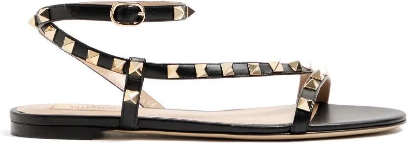 Valentino Garavani Rockstud kalfsleren sandalen Zwart