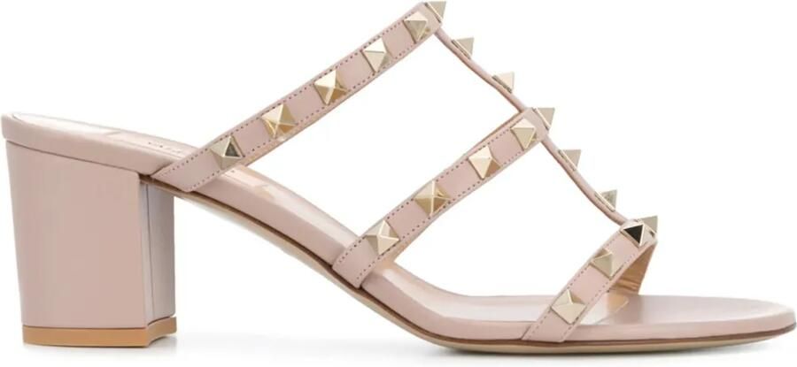 Valentino Garavani Rockstud kalfsleren slidesandalen 60 mm Roze