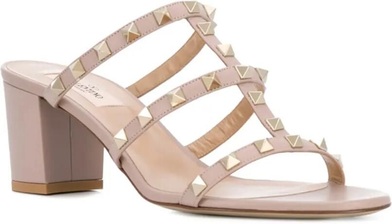 Valentino Garavani Rockstud kalfsleren slidesandalen 60 mm Roze - Foto 3