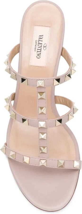 Valentino Garavani Rockstud kalfsleren slidesandalen 60 mm Roze - Foto 4