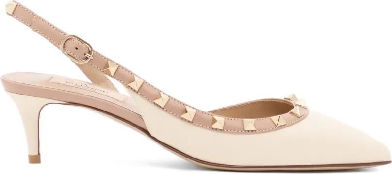 Valentino Garavani Rockstud kalfsleren slingback pumps 50 mm Beige