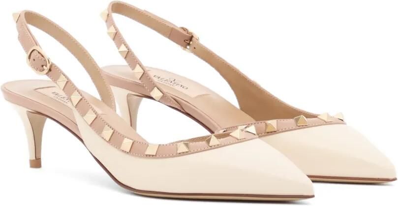 Valentino Garavani Rockstud kalfsleren slingback pumps 50 mm Beige - Foto 3