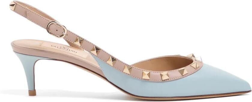 Valentino Garavani Rockstud kalfsleren slingback pumps 50 mm Blauw