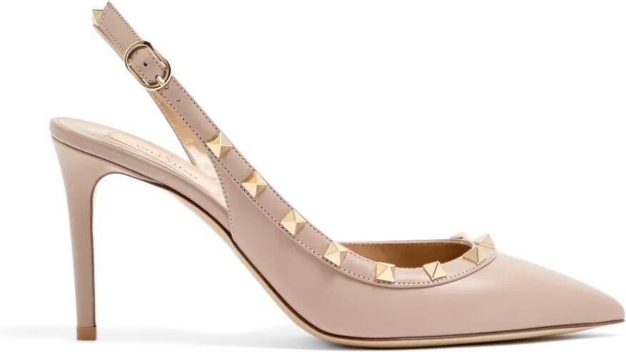 Valentino Garavani Rockstud kalfsleren slingback pumps 85 mm Beige
