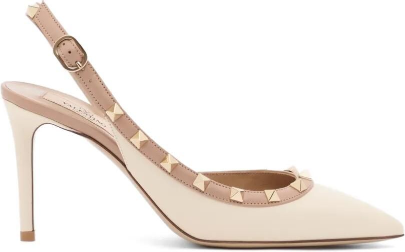 Valentino Garavani Rockstud kalfsleren slingback pumps 85 mm Beige