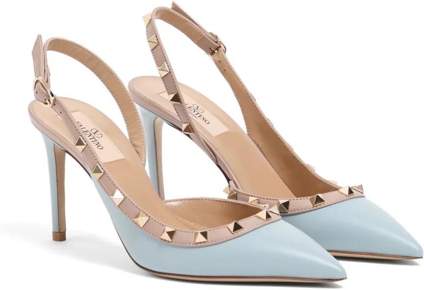 Valentino Garavani Rockstud kalfsleren slingback pumps 85 mm Blauw - Foto 2
