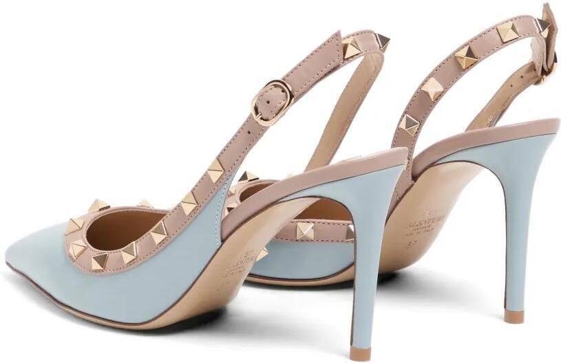 Valentino Garavani Rockstud kalfsleren slingback pumps 85 mm Blauw - Foto 4